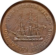 Canada One Penny Currency Victoria 1854 KM# 4 ∙ NEW BRUNSWICK ∙ ONE PENNY CURRENCY coin reverse Canada One Penny Currency Victoria 1854 KM# 4 ∙ NEW BRUNSWICK ∙ ONE PENNY CURRENCY coin reverse
