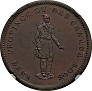 Canada One Penny People's Bank 1837 KM# Tn13 PROVINCE DU BAS CANADA DEUX SOUS coin obverse Canada One Penny People's Bank 1837 KM# Tn13 PROVINCE DU BAS CANADA DEUX SOUS coin obverse