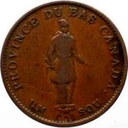 Canada Sou Bouquet Sous 1837 KM# Tn8 PROVINCE DU BAS CANADA. UN SOU coin obverse Canada Sou Bouquet Sous 1837 KM# Tn8 PROVINCE DU BAS CANADA. UN SOU coin obverse