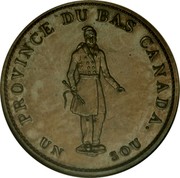 Canada Sou Bouquet Sous 1837 KM# Tn6 BANK TOKEN HALF PENNY CONCORDIA SALUS CITY BANK 1837 coin obverse Canada Sou Bouquet Sous 1837 KM# Tn6 BANK TOKEN HALF PENNY CONCORDIA SALUS CITY BANK 1837 coin obverse