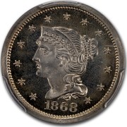 USA Ten Cents Pattern 1868 1868 coin obverse USA Ten Cents Pattern 1868 1868 coin obverse