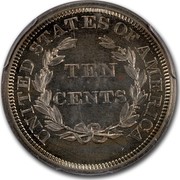 USA Ten Cents Pattern 1868 UNITED STATES OF AMERICA TEN CENTS coin reverse USA Ten Cents Pattern 1868 UNITED STATES OF AMERICA TEN CENTS coin reverse
