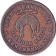 Canada 1/2 Penny Rutherford Harbour Grace 1846 RH NF-1C1 RUTHERFORD BROS. HARBOUR GRACE * NEWFOUNDLAND * coin reverse Canada 1/2 Penny Rutherford Harbour Grace 1846 RH NF-1C1 RUTHERFORD BROS. HARBOUR GRACE * NEWFOUNDLAND * coin reverse