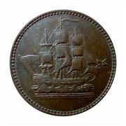 Canada 1/2 Penny Wellington Waterloo - ship design 1815  - coin obverse Canada 1/2 Penny Wellington Waterloo - ship design 1815  - coin obverse