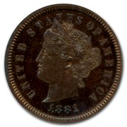 USA 1 Cent Wreath around Dime 1881 UNITED STATES OF AMERICA 1881 coin obverse