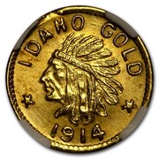 USA 1 Dollar Indian Round Idaho 1914 IDAHO GOLD 1914 coin obverse USA 1 Dollar Indian Round Idaho 1914 IDAHO GOLD 1914 coin obverse