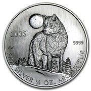 Canada 1 Dollar Timber Wolf Coin 2006 KM# 718 2006 WW 9999 FINE SILVER ½ OZ. ARGENT PUR coin reverse Canada 1 Dollar Timber Wolf Coin 2006 KM# 718 2006 WW 9999 FINE SILVER ½ OZ. ARGENT PUR coin reverse