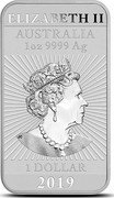 Australia 1 Dollar Year of Dragon 2019 ELIZABETH II AUSTRALIA 1OZ 9999 AG 1 DOLLAR 2019 coin obverse Australia 1 Dollar Year of Dragon 2019 ELIZABETH II AUSTRALIA 1OZ 9999 AG 1 DOLLAR 2019 coin obverse