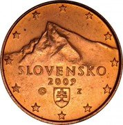 Slovakia 1 Euro Cent Krivan Peak 2009 KM# 95 SLOVENSKO YEAR coin obverse Slovakia 1 Euro Cent Krivan Peak 2009 KM# 95 SLOVENSKO YEAR coin obverse
