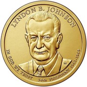 USA $1 (Lyndon B. Johnson) KM# 609 LYNDON B. JOHNSON IN GOD WE TRUST 36th PRESIDENT 1963 - 1969 coin obverse USA $1 (Lyndon B. Johnson) KM# 609 LYNDON B. JOHNSON IN GOD WE TRUST 36th PRESIDENT 1963 - 1969 coin obverse