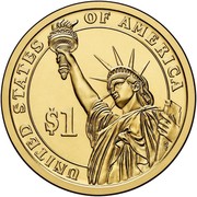 USA $1 (Lyndon B. Johnson) KM# 609 UNITED STATES OF AMERICA $1 coin reverse USA $1 (Lyndon B. Johnson) KM# 609 UNITED STATES OF AMERICA $1 coin reverse