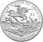 USA $1 Mark Twain 2016 P Proof KM# 622 UNITED STATES OF AMERICA $1 E PLURIBUS UNUM coin reverse USA $1 Mark Twain 2016 P Proof KM# 622 UNITED STATES OF AMERICA $1 E PLURIBUS UNUM coin reverse