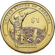 USA $1 (Mohawk Ironworkers) KM# 603 UNITED STATES OF AMERICA $1 RS PH MOHAWK IRONWORKERS coin reverse USA $1 (Mohawk Ironworkers) KM# 603 UNITED STATES OF AMERICA $1 RS PH MOHAWK IRONWORKERS coin reverse