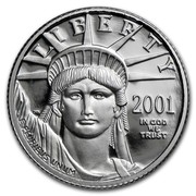 USA $10 American Eagle 2001 W Proof KM# 327 LIBERTY 2001 IN GOD WE TRUST E PLURIBUS UNUM coin obverse USA $10 American Eagle 2001 W Proof KM# 327 LIBERTY 2001 IN GOD WE TRUST E PLURIBUS UNUM coin obverse