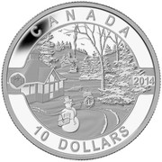 Canada 10 Dollars Canadian Holiday Scene 2014 Matte Proof KM# 1918.1 CANADA 2014 10 DOLLARS coin reverse Canada 10 Dollars Canadian Holiday Scene 2014 Matte Proof KM# 1918.1 CANADA 2014 10 DOLLARS coin reverse