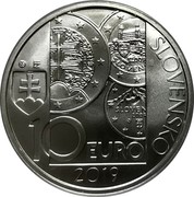 Slovakia 10 Euro 10th Anniversary of the Euro Introduction in the Slovak Republic 2019 10 EURO 2019 SLOVENSKO coin obverse Slovakia 10 Euro 10th Anniversary of the Euro Introduction in the Slovak Republic 2019 10 EURO 2019 SLOVENSKO coin obverse