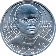 Slovakia 10 Euro 150th Anniversary of the birth of Jozef Murgas 2014 KM# 133 10 EURO 1864 1929 JOZEF MURGAS IR coin obverse Slovakia 10 Euro 150th Anniversary of the birth of Jozef Murgas 2014 KM# 133 10 EURO 1864 1929 JOZEF MURGAS IR coin obverse