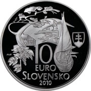 Slovakia 10 Euro 150th anniversary of the birth of Martin Kukucin 2010 Proof KM# 111 10 EURO SLOVENSKO 2010 MR coin obverse Slovakia 10 Euro 150th anniversary of the birth of Martin Kukucin 2010 Proof KM# 111 10 EURO SLOVENSKO 2010 MR coin obverse