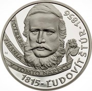 Slovakia 10 Euro (200th anniversary of Ludovit Stur) POTREBA PÍSANIA V TOMTO NÁREČÍ 1815 - ĽUDOVÍT ŠTÚR - 1856 N coin obverse