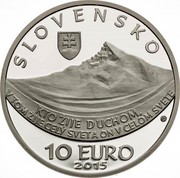Slovakia 10 Euro (200th anniversary of Ludovit Stur) SLOVENSKO KTO ŽIJE DUCHOM V TOM ŽIJE CELÝ SVET A ON V CELOM SVETE 10 EURO 2015 coin reverse