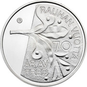 Finland 10 Euro 70th Anniversary - Peace in Europe 2015 Proof KM# 226 RAUHAN VUOTTA ÅR AV FRED coin reverse Finland 10 Euro 70th Anniversary - Peace in Europe 2015 Proof KM# 226 RAUHAN VUOTTA ÅR AV FRED coin reverse