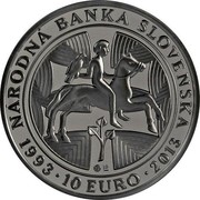 Slovakia 10 Euro (20th Anniversary of the National Bank of Slovakia) KM# 127 NÁRODNÁ BANKA SLOVENSKA LR 1993 • 10 EURO • 2013 coin reverse Slovakia 10 Euro (20th Anniversary of the National Bank of Slovakia) KM# 127 NÁRODNÁ BANKA SLOVENSKA LR 1993 • 10 EURO • 2013 coin reverse