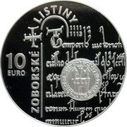 Slovakia 10 Euro 900th Anniversary of the Zobor Documents 2011 Proof KM# 115 10 EURO ZOBORSKÉ LISTINY 1111 1113 coin reverse