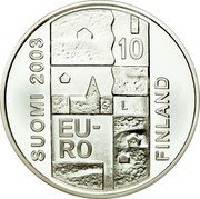 Finland 10 Euro Anders Chydenius 2003 M L-M KM# 110 SUOMI 2003 10 EU- RO FINLAND coin obverse Finland 10 Euro Anders Chydenius 2003 M L-M KM# 110 SUOMI 2003 10 EU- RO FINLAND coin obverse