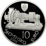 Slovakia 10 Euro Aurel Stodola 2009 Proof KM# 108 SLOVENSKO 2009 10 EURO coin obverse