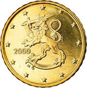 Finland 10 Euro Cent 1st map 2000 M Proof KM# 101 coin obverse Finland 10 Euro Cent 1st map 2000 M Proof KM# 101 coin obverse