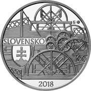Slovakia 10 Euro First time a steamer sailed on the Danube river in Bratislava 2018 BU SLOVENSKO 2018 coin obverse Slovakia 10 Euro First time a steamer sailed on the Danube river in Bratislava 2018 BU SLOVENSKO 2018 coin obverse