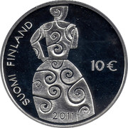 Finland 10 Euro Hella Wuolijok 2011 P KM# 165 SUOMI FINLAND 10 € coin reverse Finland 10 Euro Hella Wuolijok 2011 P KM# 165 SUOMI FINLAND 10 € coin reverse