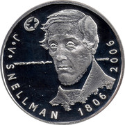 Finland 10 Euro Johan Vilhelm Snellman 2006 K-M KM# 124 J. V. SNELLMANE 1806 - 2006 coin reverse