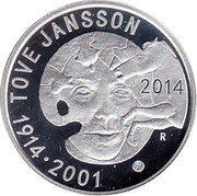 Finland 10 Euro Tove Jansson 2014 Proof KM# 217 TOVE JANSSON 2014 1914 • 2001 coin obverse Finland 10 Euro Tove Jansson 2014 Proof KM# 217 TOVE JANSSON 2014 1914 • 2001 coin obverse