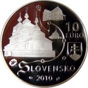 Slovakia 10 Euro Wooden Churches 2010 KM# 110 10 EURO SLOVENSKO 2010 coin obverse