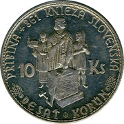 Slovakia 10 Korun Prince Pribina 1944 KM# 9.1 SLOVENSKÁ REPUBLIKA 1944 coin obverse