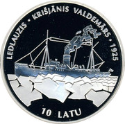 Latvia 10 Latu Icebreaker Krisjanis Valdemars 1998 Proof KM# 32 LEDLAUZIS ∙ KRISJANIS VALDEMARS ∙ 1925 10 LATU coin reverse Latvia 10 Latu Icebreaker Krisjanis Valdemars 1998 Proof KM# 32 LEDLAUZIS ∙ KRISJANIS VALDEMARS ∙ 1925 10 LATU coin reverse