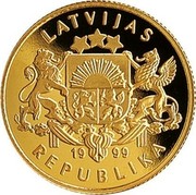 Latvia 10 Latu Javelin Thrower 1999 Proof KM# 43 LATVIJA 1999 REPUBLIKA coin obverse Latvia 10 Latu Javelin Thrower 1999 Proof KM# 43 LATVIJA 1999 REPUBLIKA coin obverse