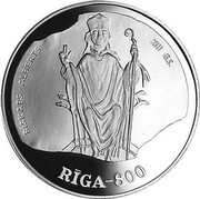 Latvia 10 Latu Riga 800 1995 (1996) Proof KM# 26 BISKAPS ALBERTS XIII GS. RIGA-800 coin reverse Latvia 10 Latu Riga 800 1995 (1996) Proof KM# 26 BISKAPS ALBERTS XIII GS. RIGA-800 coin reverse