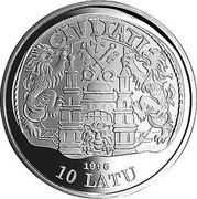 Latvia 10 Latu Riga 800 1996 Proof KM# 34 1996 10 LATU coin obverse Latvia 10 Latu Riga 800 1996 Proof KM# 34 1996 10 LATU coin obverse