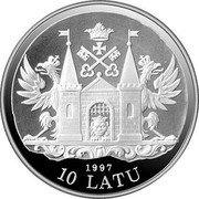 Latvia 10 Latu Riga 800 1997 Proof KM# 37 1997 10 LATU coin obverse Latvia 10 Latu Riga 800 1997 Proof KM# 37 1997 10 LATU coin obverse