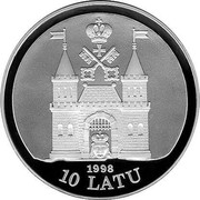 Latvia 10 Latu Riga 800 1998 Proof KM# 30 1998 10 LATU coin obverse Latvia 10 Latu Riga 800 1998 Proof KM# 30 1998 10 LATU coin obverse