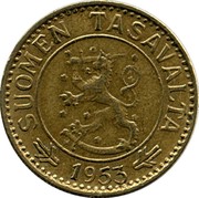 Finland 10 Markkaa 10 Markkaa 1953 H KM# 38 SUOMEN TASAVALTA DATE coin obverse Finland 10 Markkaa 10 Markkaa 1953 H KM# 38 SUOMEN TASAVALTA DATE coin obverse