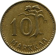 Finland 10 Markkaa 10 Markkaa 1953 H KM# 38 10 MARKKAA coin reverse Finland 10 Markkaa 10 Markkaa 1953 H KM# 38 10 MARKKAA coin reverse