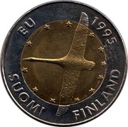Finland 10 Markkaa Finland's EU membership 1995 M Proof KM# 82a EU 1995 SUOMI FINLAND coin obverse Finland 10 Markkaa Finland's EU membership 1995 M Proof KM# 82a EU 1995 SUOMI FINLAND coin obverse
