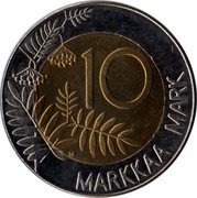 Finland 10 Markkaa Finland's EU membership 1995 M Proof KM# 82a 10 MARKKAA MARK coin reverse Finland 10 Markkaa Finland's EU membership 1995 M Proof KM# 82a 10 MARKKAA MARK coin reverse