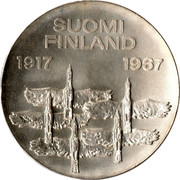 Finland 10 Markkaa 50th Anniversary of Independence 1967 S-H KM# 50 SUOMI FINLAND 1917 1967 coin obverse Finland 10 Markkaa 50th Anniversary of Independence 1967 S-H KM# 50 SUOMI FINLAND 1917 1967 coin obverse
