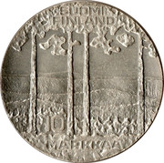 Finland 10 Markkaa 75th Anniversary of President Kekkonen 1975 S-H KM# 54 SUOMI FINLAND S 10 H MARKKAA coin reverse Finland 10 Markkaa 75th Anniversary of President Kekkonen 1975 S-H KM# 54 SUOMI FINLAND S 10 H MARKKAA coin reverse