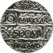 Finland 10 Markkaa 7th President Paasikivi 1970 S-H KM# 51 1970 10 MARKKAA SUOMI FINLAND coin reverse Finland 10 Markkaa 7th President Paasikivi 1970 S-H KM# 51 1970 10 MARKKAA SUOMI FINLAND coin reverse