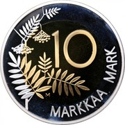 Finland 10 Markkaa Finnland's Presidency of EU 1999 KM# 91a 10 MARKKAA MARK coin reverse Finland 10 Markkaa Finnland's Presidency of EU 1999 KM# 91a 10 MARKKAA MARK coin reverse